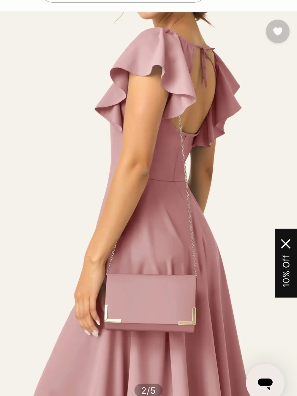 Azazie Dusty Rose Chain-Shoulder Clutch with Gold Accents